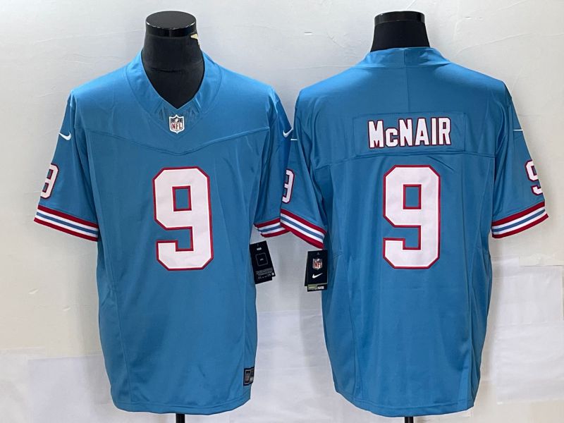 Men Tennessee Titans 9 Mcnair Light Blue Nike Throwback Player Game NFL Jersey